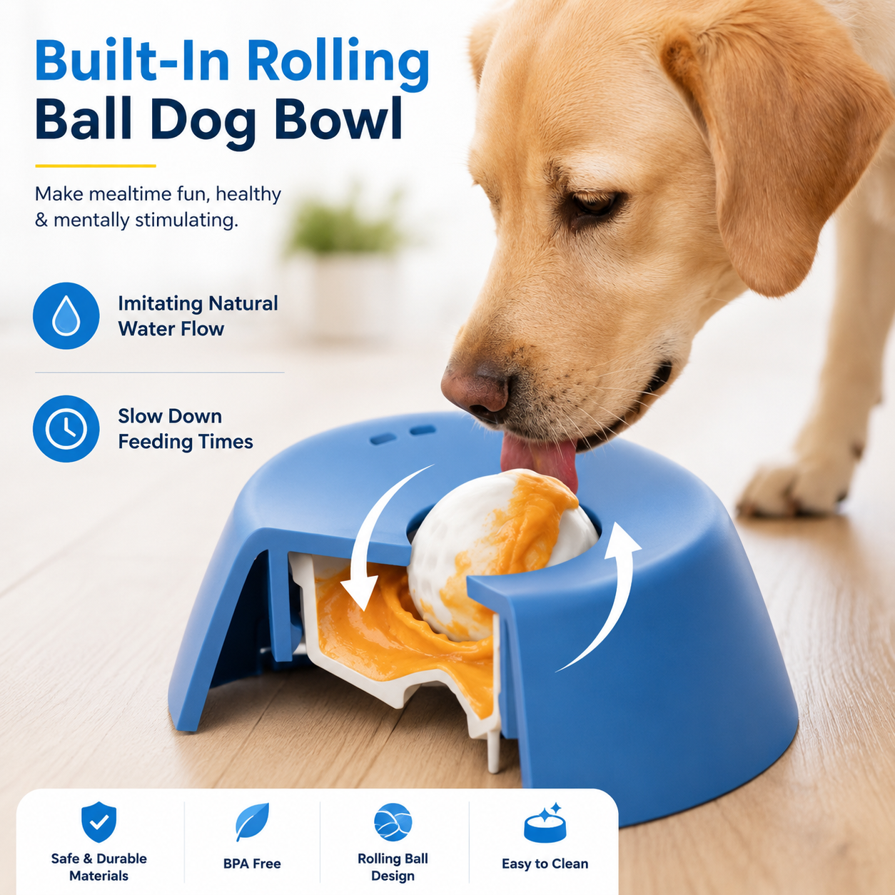 Paw Perfect Rolling Ball Bowl — Slow Feeding Fun for Dogs